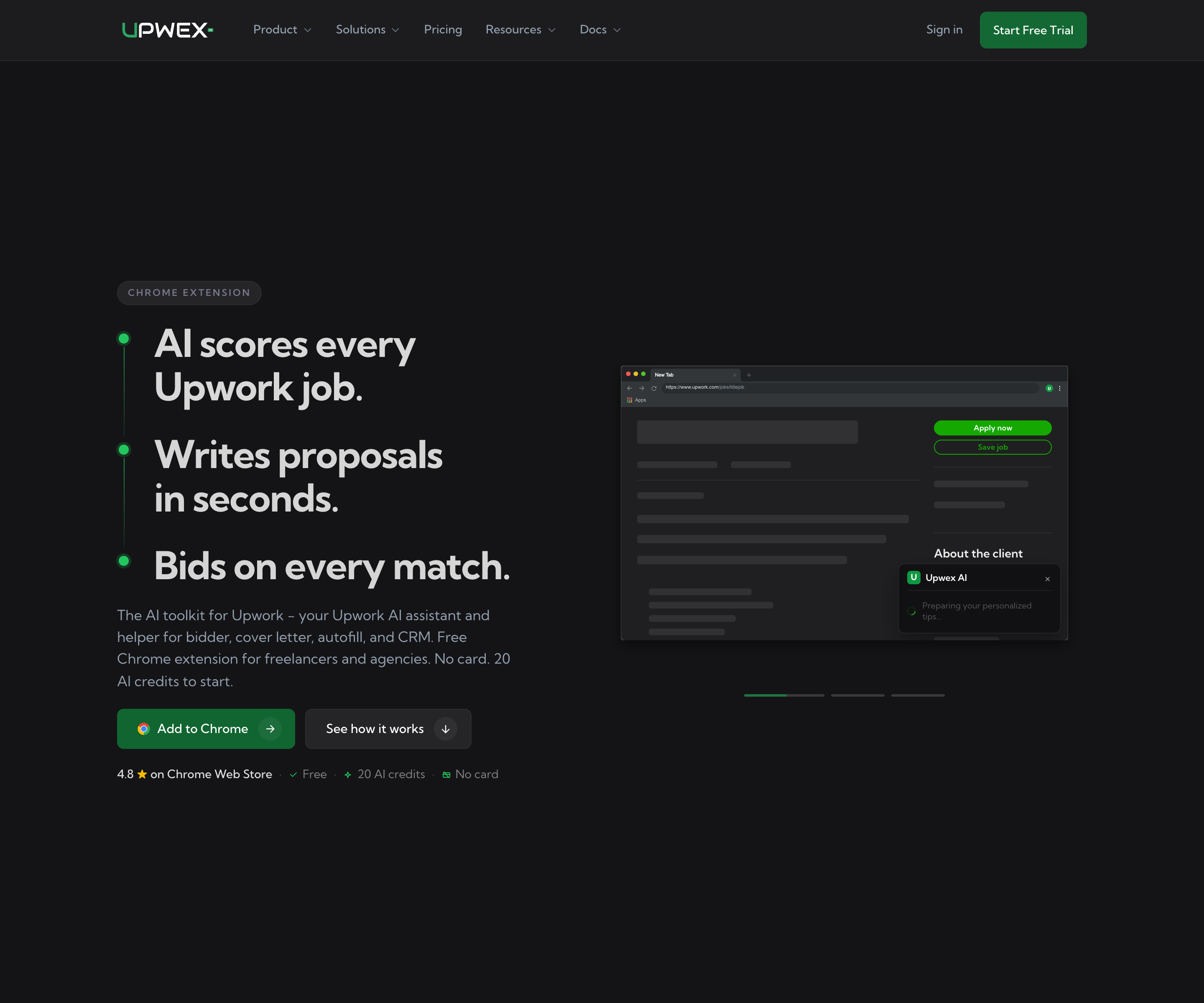 Upwex – interface screenshot